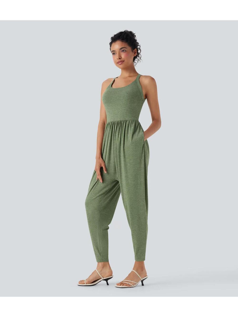 NWT Halara U Neck Harem Jumpsuit Pockets-Easy Peezy Edition Size Small Petite - Picture 6 of 6